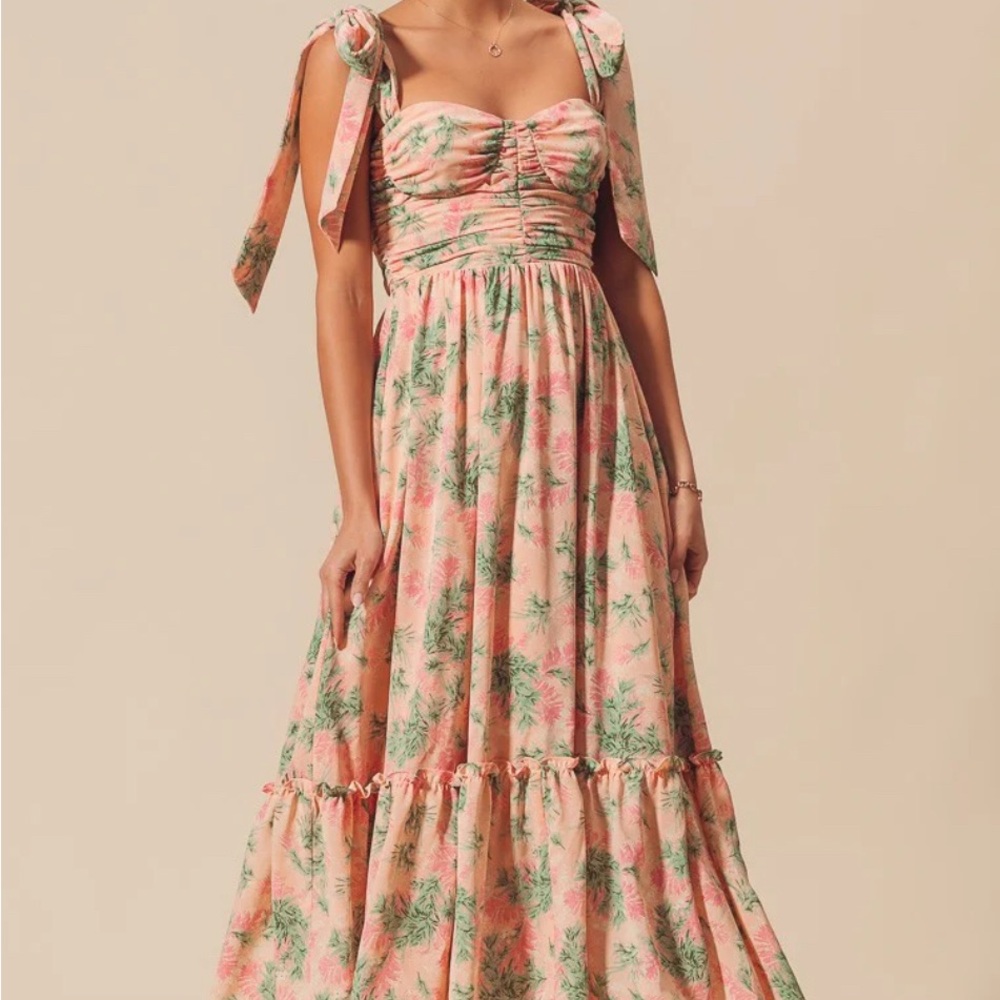 Shop Stevie Floral Maxi Dress - Pink and Green